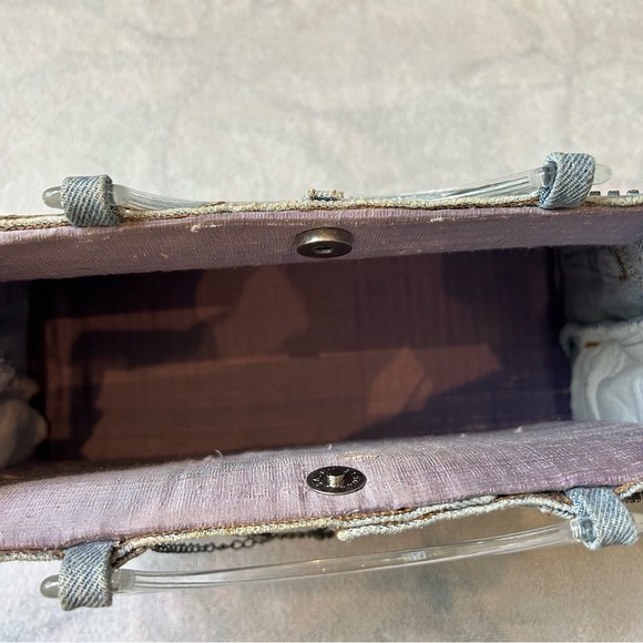 Calvin Klein Jeans Light Blue Denim with Chain Accent hand bag. - Picture 6 of 6